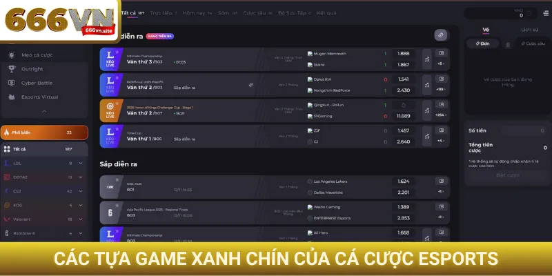 Các tựa game xanh chín của cá cược Esports