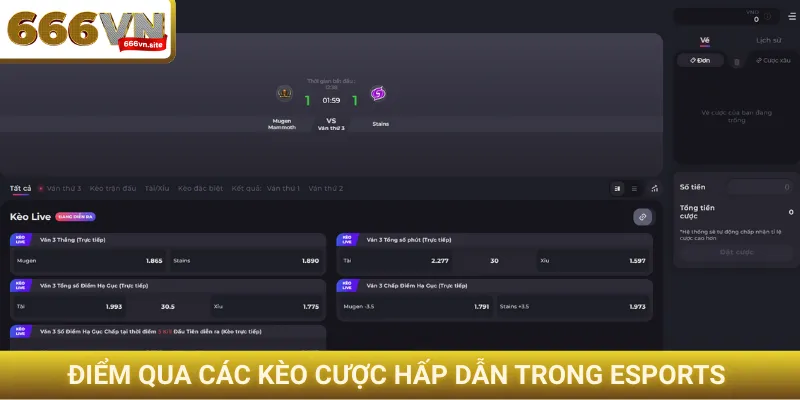 Điểm qua các kèo cược hấp dẫn trong Esports 