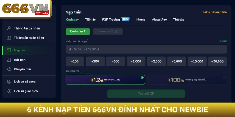 6 kênh nạp tiền 666VN đỉnh nhất cho newbie