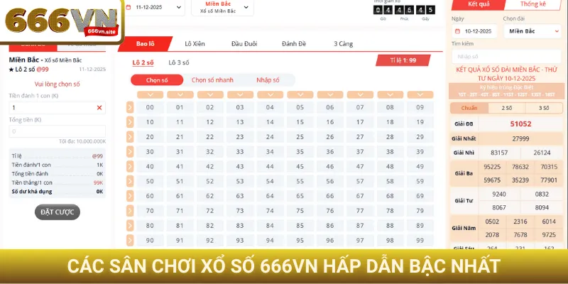 Các sân chơi xổ số 666VN hấp dẫn bậc nhất